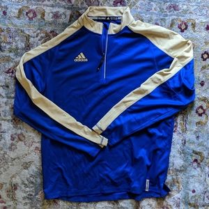 Adidas Blue/Gold Athletic 1/4 Zip Pullover